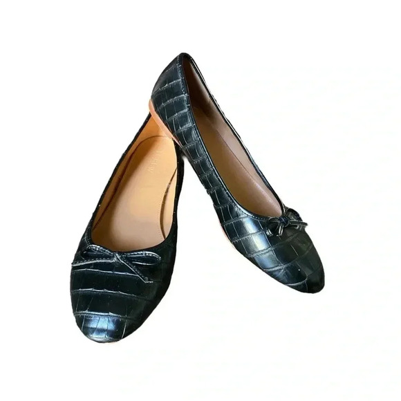 J. Crew Factory Black Croc-Embossed Flats - Picture 5 of 9